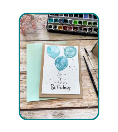 Super einfache und schöne Geburtstagskarte mit drei Luftballons und einem "Happy Birthday" als Spruch