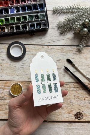 Sandra – Reingemalt – Aquarellmalen lernen, einfache Letterings, DIY Grußkarten, DIY Geschenkanhänger – der Tag Marker ist ein echter Gamechanger (4) Geschenkanhänger mit vier Kerzen